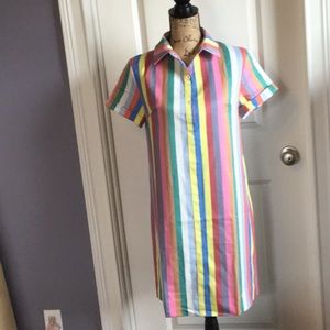 Boutique multi-colored striped shirt dress~ Medium